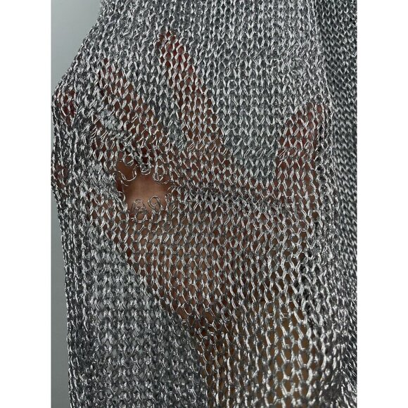 Meshki SilverShimmer Catalina Longline Knit Metallic Carigan Swim Coverup Size L - Picture 9 of 9